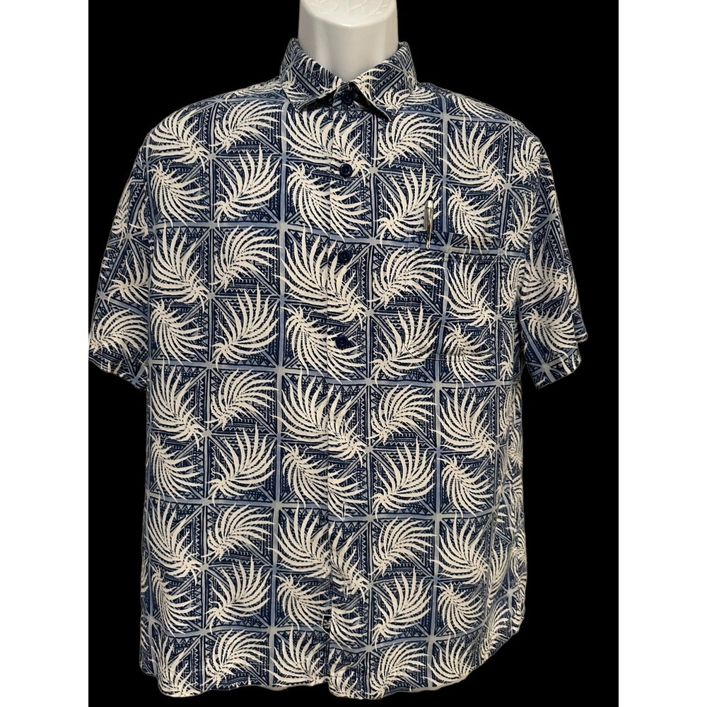 Nat Nast Luxury Originals Mens Shirt Camp Blue Silk Blend Palm Tropical M 🌴